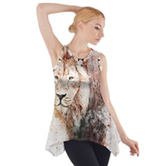 Lion Animal Art Abstract Side Drop Tank Tunic by Celenk