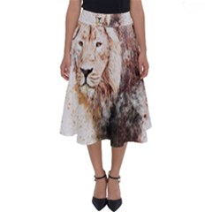 Lion Animal Art Abstract Perfect Length Midi Skirt