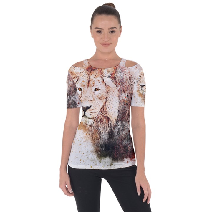 Lion Animal Art Abstract Short Sleeve Top