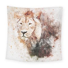 Lion Animal Art Abstract Square Tapestry (large) by Celenk