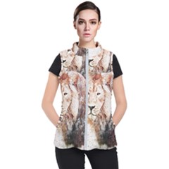 Lion Animal Art Abstract Women s Puffer Vest by Celenk