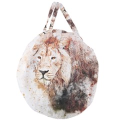 Lion Animal Art Abstract Giant Round Zipper Tote by Celenk