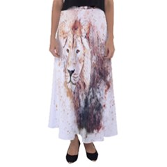 Lion Animal Art Abstract Flared Maxi Skirt by Celenk