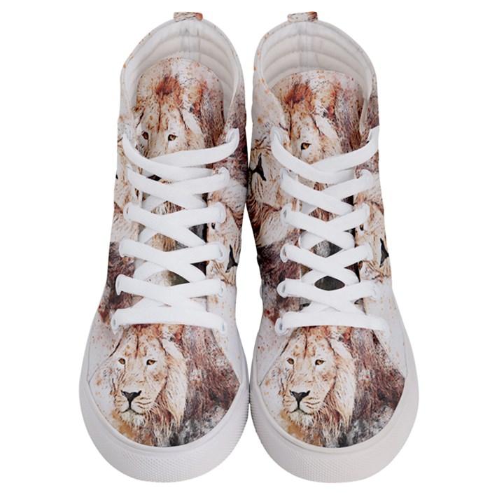 Lion Animal Art Abstract Women s Hi-Top Skate Sneakers