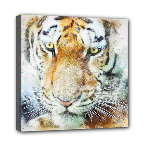 Tiger Animal Art Abstract Mini Canvas 8  X 8  by Celenk