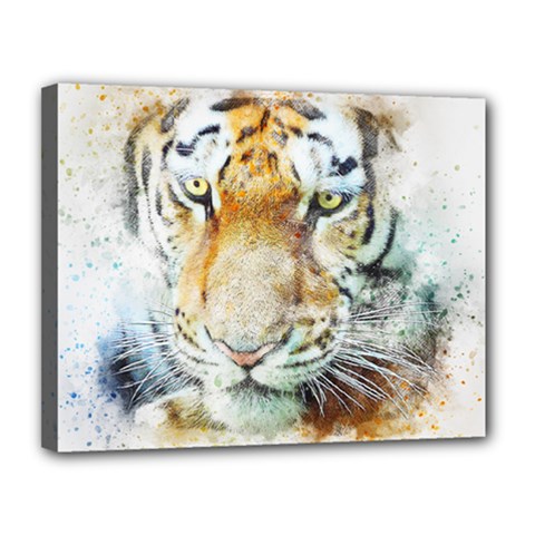 Tiger Animal Art Abstract Canvas 14  X 11  by Celenk