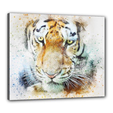 Tiger Animal Art Abstract Canvas 24  X 20  by Celenk