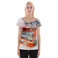 Car Old Car Art Abstract Cap Sleeve Tops by Celenk