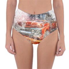 Car Old Car Art Abstract Reversible High-waist Bikini Bottoms by Celenk