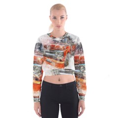 Car Old Car Art Abstract Cropped Sweatshirt