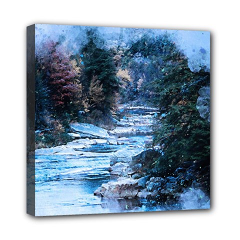 River Water Art Abstract Stones Mini Canvas 8  X 8  by Celenk