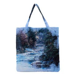 River Water Art Abstract Stones Grocery Tote Bag by Celenk