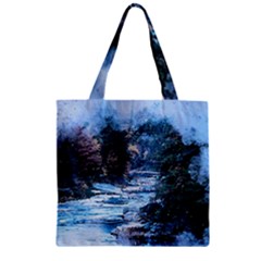 River Water Art Abstract Stones Zipper Grocery Tote Bag by Celenk