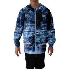 River Water Art Abstract Stones Hooded Wind Breaker (kids) by Celenk