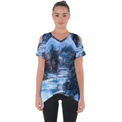 River Water Art Abstract Stones Cut Out Side Drop Tee