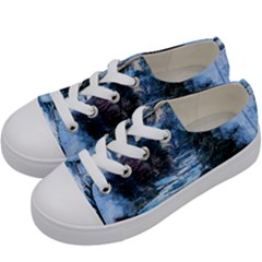 River Water Art Abstract Stones Kids  Low Top Canvas Sneakers by Celenk