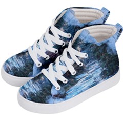 River Water Art Abstract Stones Kid s Hi-top Skate Sneakers by Celenk