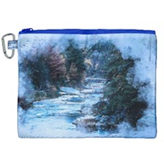 River Water Art Abstract Stones Canvas Cosmetic Bag (xxl)