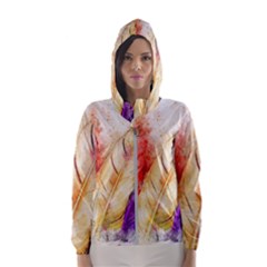 Feathers Bird Animal Art Abstract Hooded Wind Breaker (women) by Celenk