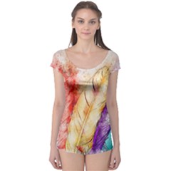 Feathers Bird Animal Art Abstract Boyleg Leotard  by Celenk