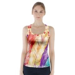 Feathers Bird Animal Art Abstract Racer Back Sports Top by Celenk