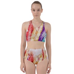 Feathers Bird Animal Art Abstract Racer Back Bikini Set by Celenk