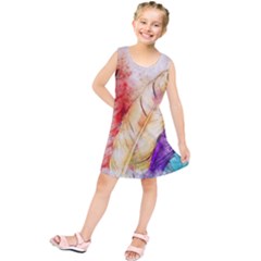 Feathers Bird Animal Art Abstract Kids  Tunic Dress by Celenk