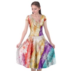 Feathers Bird Animal Art Abstract Cap Sleeve Wrap Front Dress by Celenk