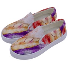 Feathers Bird Animal Art Abstract Kids  Canvas Slip Ons by Celenk