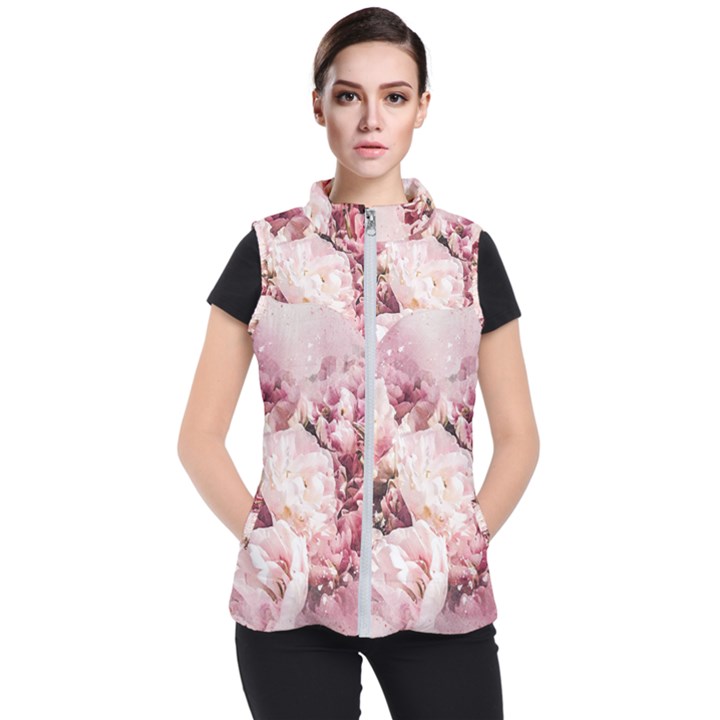 Flowers Bouquet Art Abstract Women s Puffer Vest