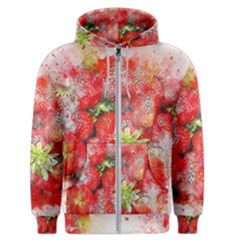 Strawberries Fruit Food Art Men s Zipper Hoodie by Celenk