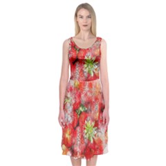 Strawberries Fruit Food Art Midi Sleeveless Dress by Celenk