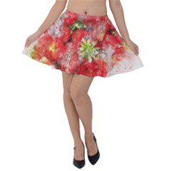 Strawberries Fruit Food Art Velvet Skater Skirt by Celenk