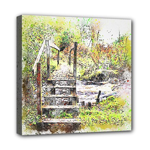 River Bridge Art Abstract Nature Mini Canvas 8  X 8  by Celenk