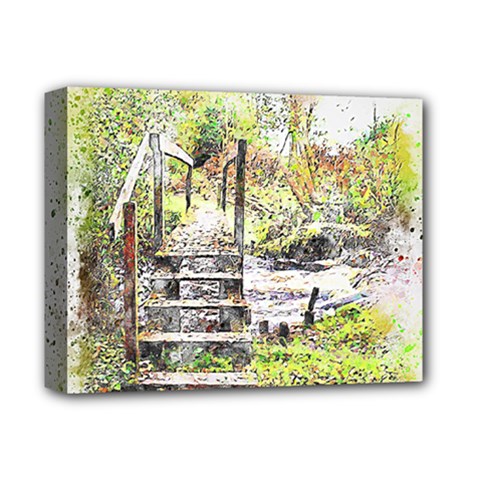 River Bridge Art Abstract Nature Deluxe Canvas 14  X 11  by Celenk