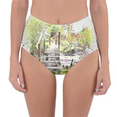 River Bridge Art Abstract Nature Reversible High-waist Bikini Bottoms by Celenk