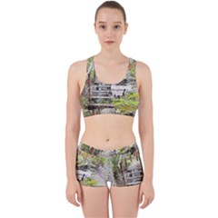 River Bridge Art Abstract Nature Work It Out Sports Bra Set by Celenk