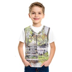 River Bridge Art Abstract Nature Kids  Sportswear by Celenk