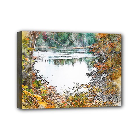 River Water Art Abstract Stones Mini Canvas 7  X 5  by Celenk