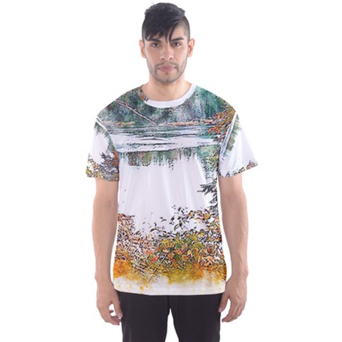 River Water Art Abstract Stones Men s Sports Mesh Tee by Celenk