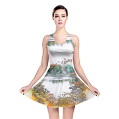 River Water Art Abstract Stones Reversible Skater Dress by Celenk