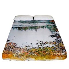 River Water Art Abstract Stones Fitted Sheet (queen Size) by Celenk