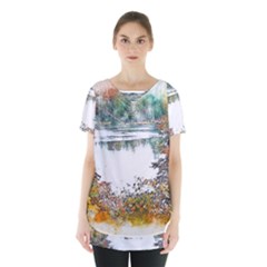 River Water Art Abstract Stones Skirt Hem Sports Top