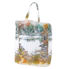 River Water Art Abstract Stones Giant Grocery Zipper Tote by Celenk