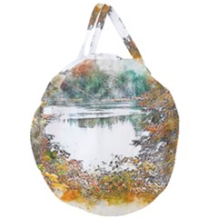 River Water Art Abstract Stones Giant Round Zipper Tote by Celenk