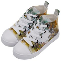 River Water Art Abstract Stones Kid s Mid-top Canvas Sneakers by Celenk