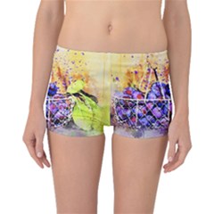 Fruit Plums Art Abstract Nature Boyleg Bikini Bottoms by Celenk