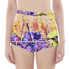 Fruit Plums Art Abstract Nature High-waisted Bikini Bottoms by Celenk