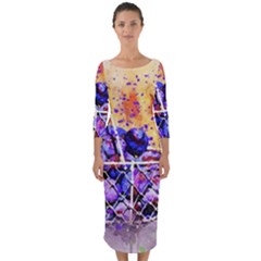 Fruit Plums Art Abstract Nature Quarter Sleeve Midi Bodycon Dress by Celenk