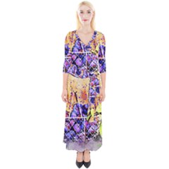 Fruit Plums Art Abstract Nature Quarter Sleeve Wrap Maxi Dress by Celenk